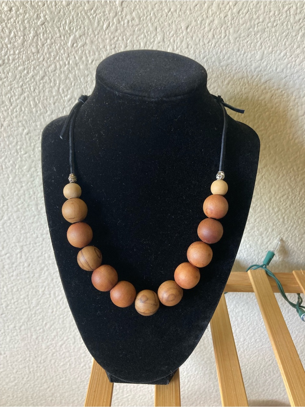 Handcrafted Wooden Bead Necklace - Natural Brown